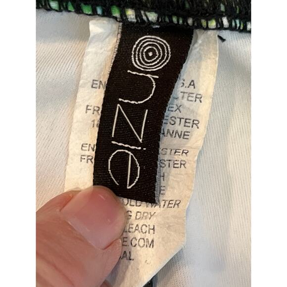 Onzie Small Medium Hot Yoga Graphic Print Legging Palm‎ Sunset Black Green Blue - Picture 6 of 9